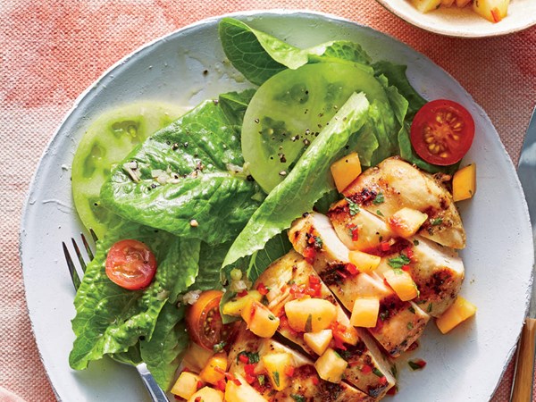 Tomato, herb, and baby lettuce salad