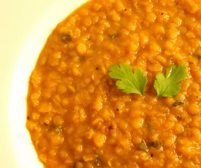 Tomato, lentil and coriander soup