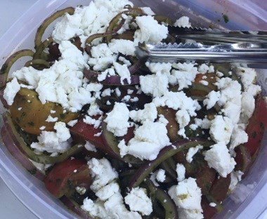 Tomato, Montrachet and basil salad