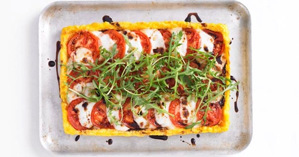 Tomato, mozzarella and polenta tart