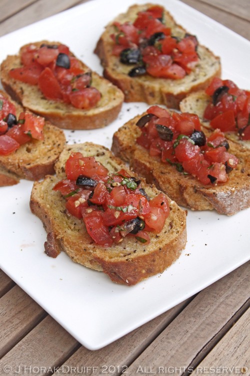 Tomato, olive & basil bruschetta