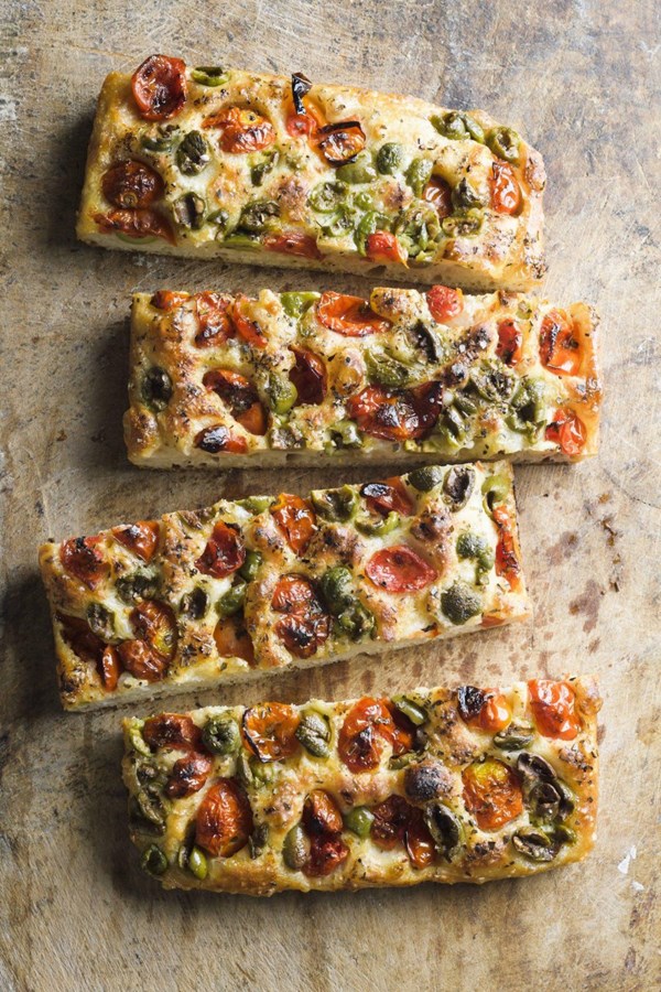 Tomato-olive focaccia