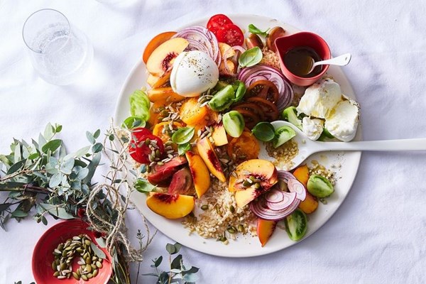 Tomato, peach and mozzarella salad