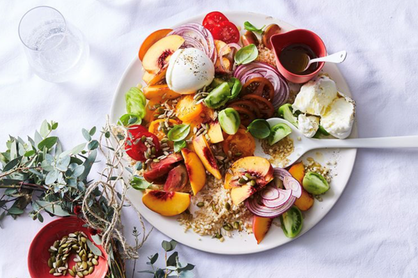 Tomato, peach and mozzarella salad