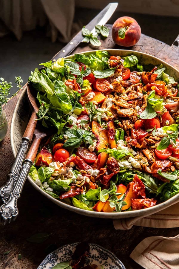 Tomato peach chicken salad