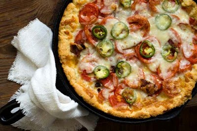 Tomato pie with bacon and jalapeños