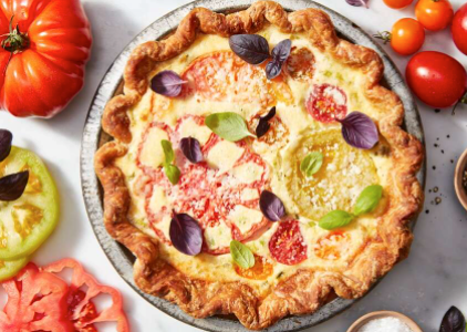 Tomato pie with Parmesan and basil