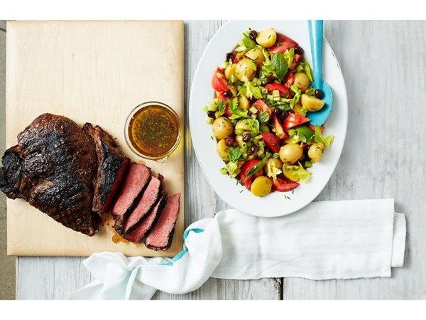 Tomato-potato salad with olive vinaigrette 