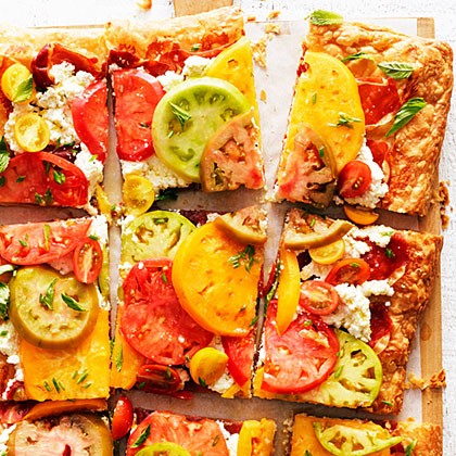 Tomato, prosciutto, and ricotta tart