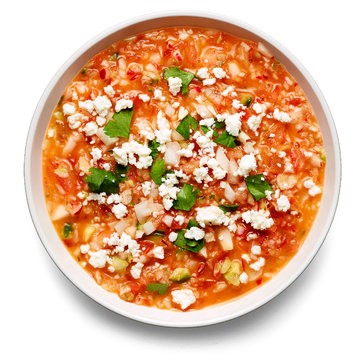 Tomato, radish and tortilla gazpacho