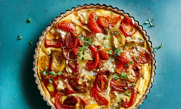 Tomato, rye and triple cream tart