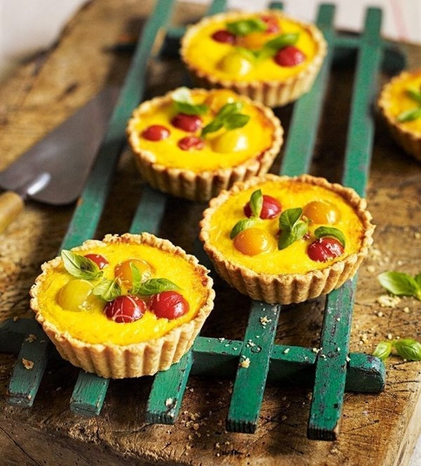 Tomato, saffron and Parmesan tartlets