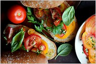 Tomato salad on a roll