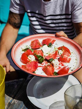 Tomato salad with feta and basil