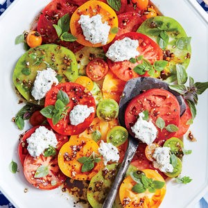 Tomato salad with herbed ricotta and balsamic vinaigrette