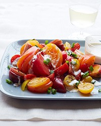Tomato salad with horseradish ranch dressing