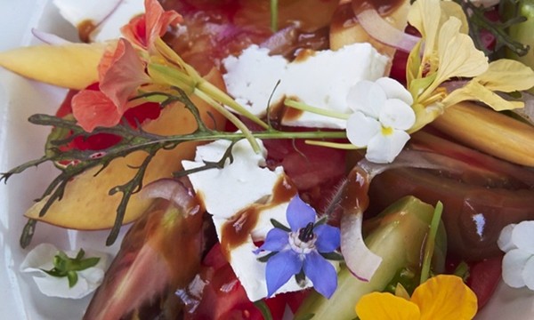 Tomato salad with nectarines and feta