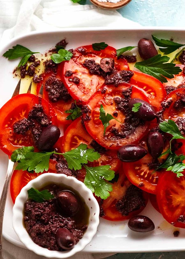Tomato salad with olive tapenade