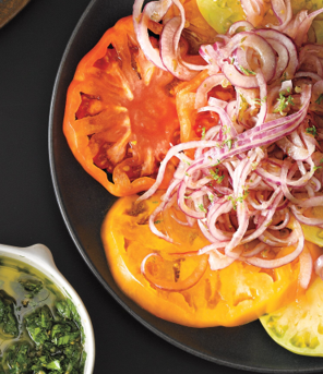 Tomato salad with pickled onion
