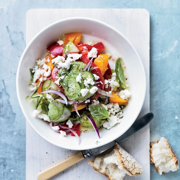 Tomato salad with red onion, dill & feta [Michael Symon]