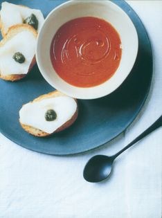 Tomato soup with cod toasts