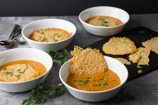 Tomato soup with 'grilled cheese'