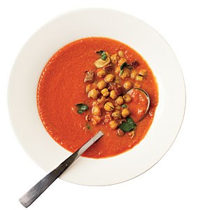 Tomato soup with roasted chickpeas