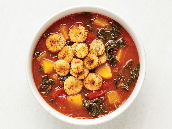 Tomato soup with squash and kale