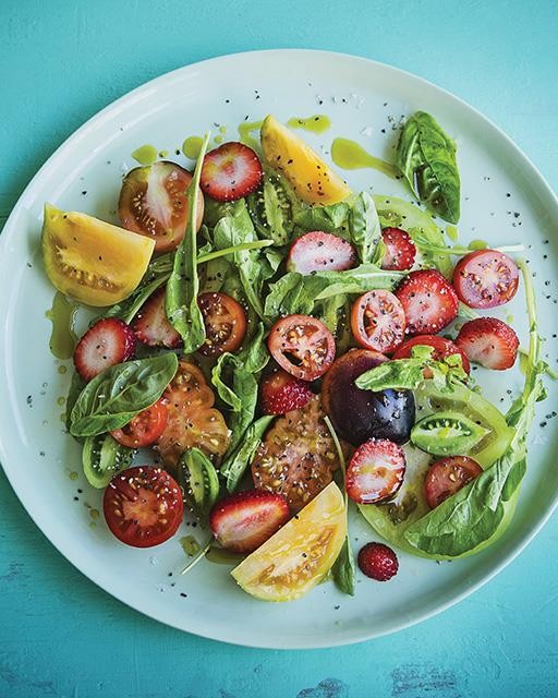Tomato, strawberry, & basil salad