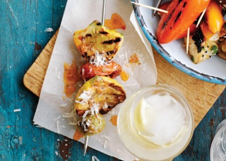 Tomato-summer squash skewers