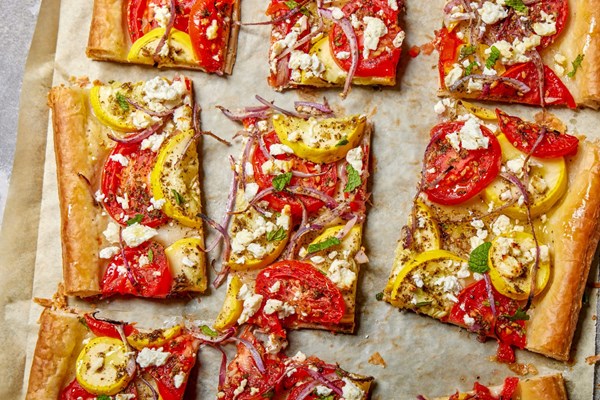 Tomato-summer squash tart with za'atar