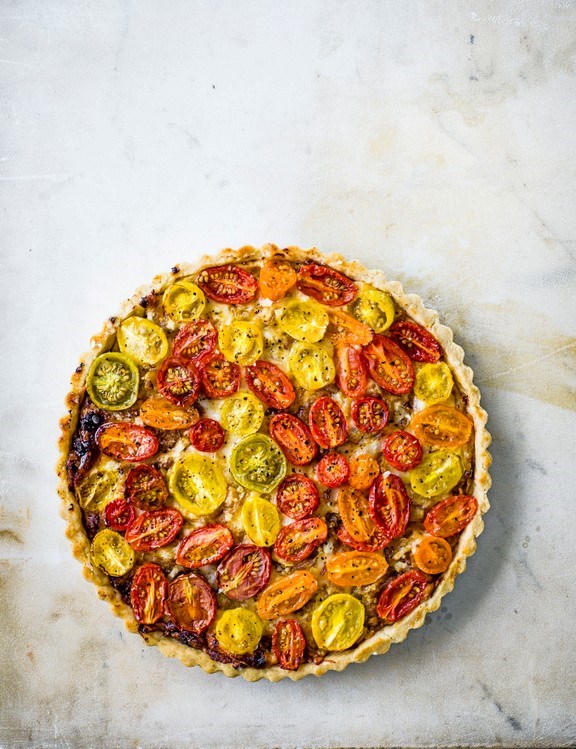 Tomato tart with olive-oil pastry