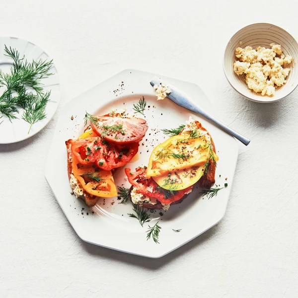 Tomato toast with blue cheese butter