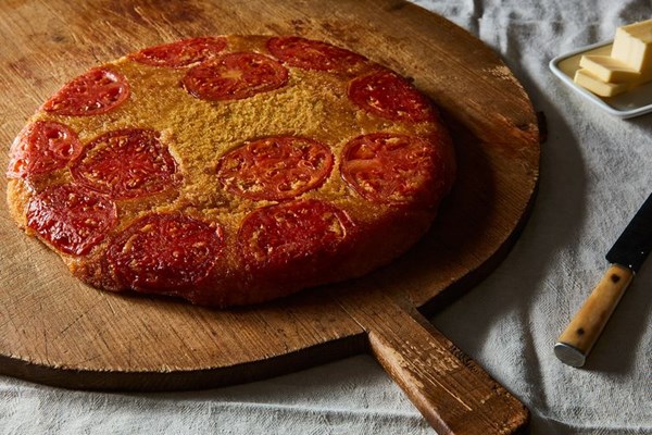 Tomato upside-down cornbread