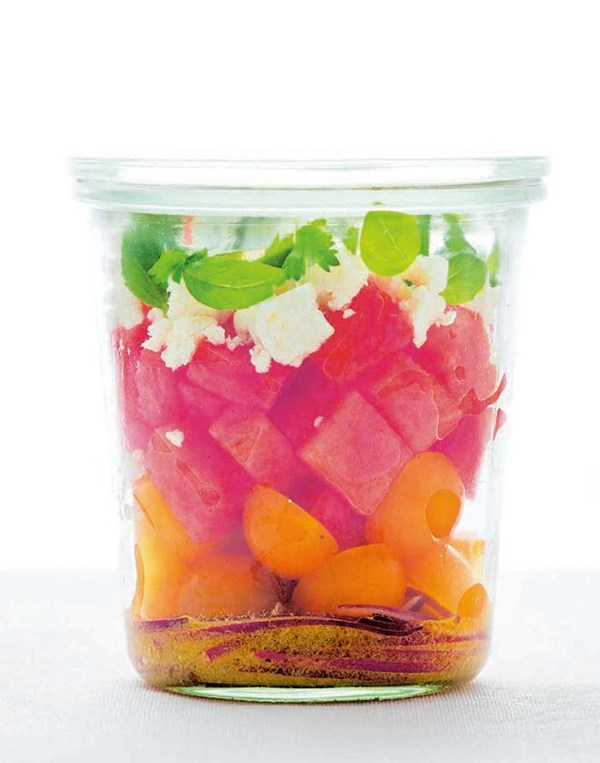 Tomato watermelon feta salad