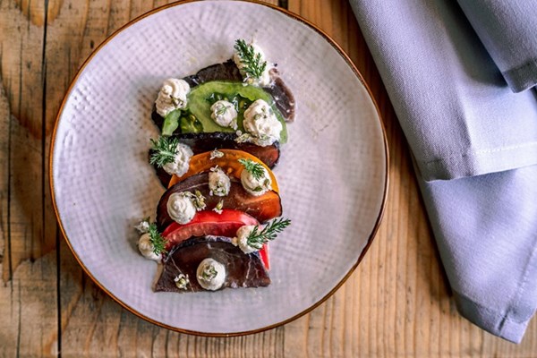 Tomato, yarrow and ricotta