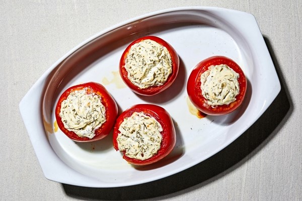 Tomatoes stuffed with cheese and herbs