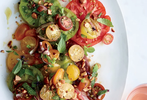 Tomatoes with herbs and almond vinaigrette