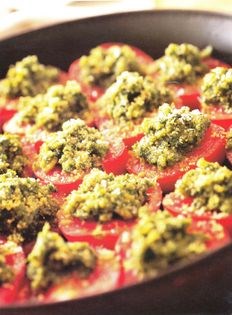 Tomatoes with pesto breadcrumbs (Pomodori ripieni con pesto pangrattato)