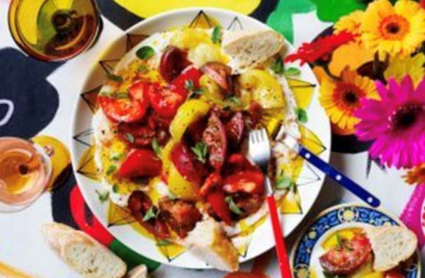 Tomatoes with stracciatella and oregano [Jenna Holmes]