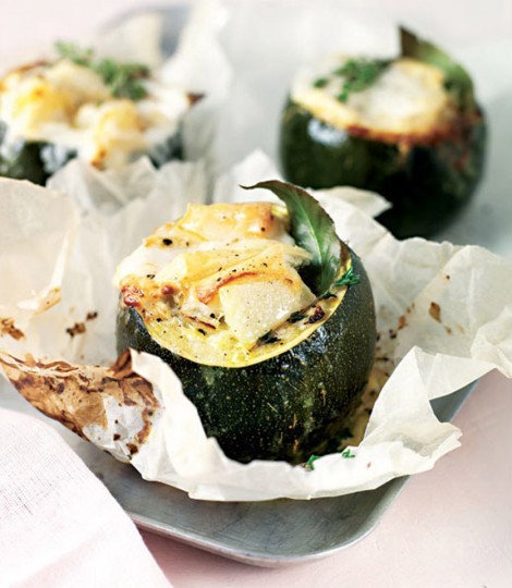 Tomme de chèvre and thyme-roasted gem squash