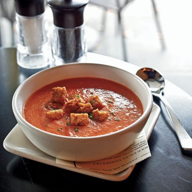 Tom's tasty tomato soup with brown butter croutons