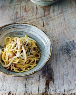Tonnarelli pasta with smoked eel and squid (Tonnarelli con anguilla affumicata e calamari)