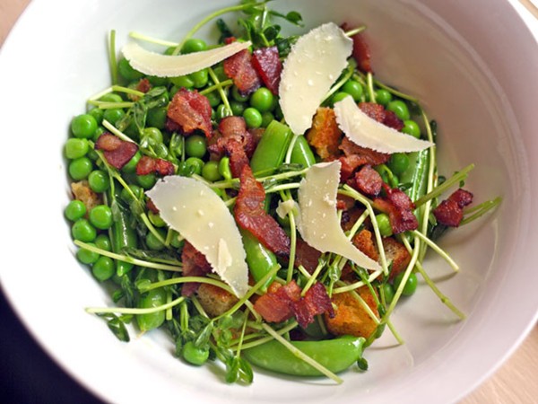 Tony Mantuano's pea, bacon and pecorino