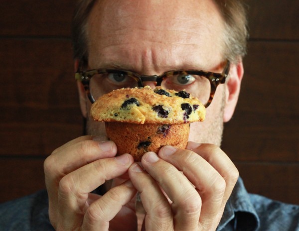 Top heavy blueberry muffins