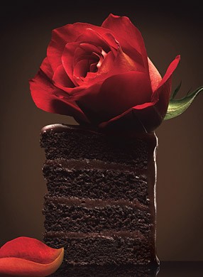 "Top tier" devil's food cake with sour cream-fudge frosting