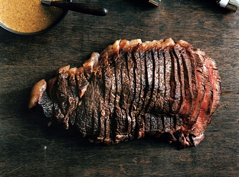 Topp butt steak with whiskey-mustard sauce