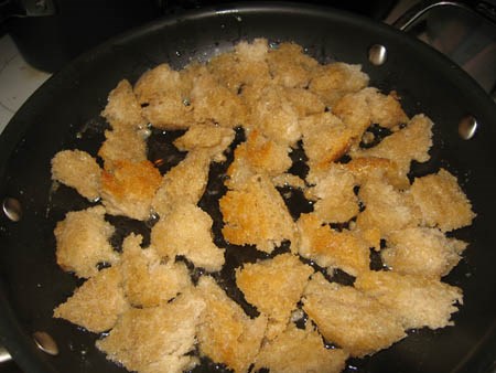 Torn croutons