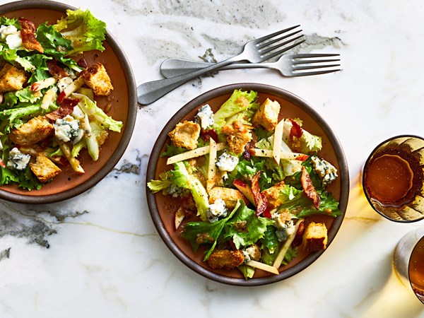 Torn escarole salad with warm bacon vinaigrette