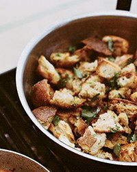 Torn garlic bread